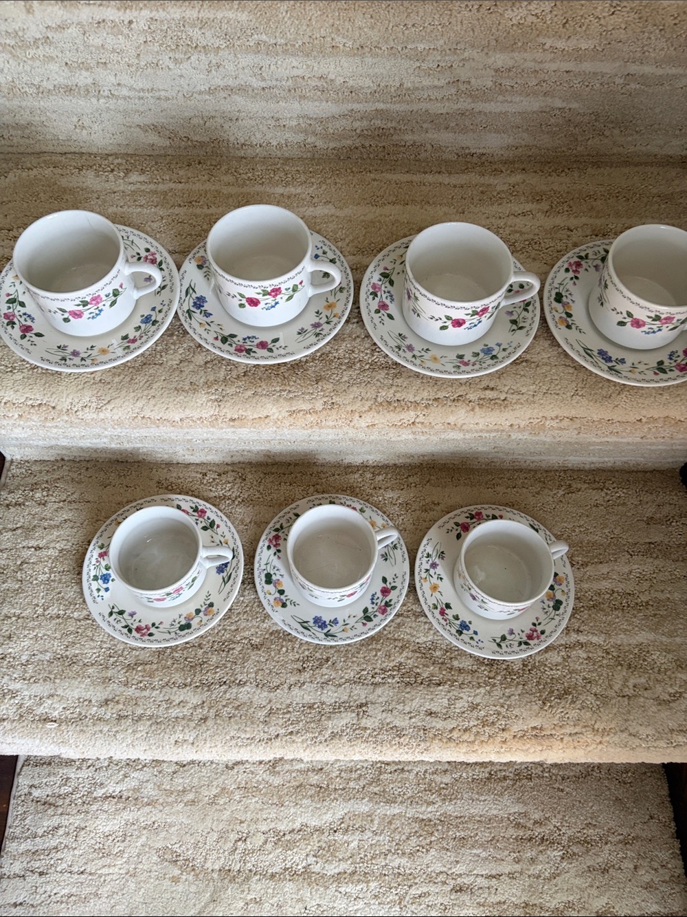 Elegant White Floral Porcelain Teacup and Saucer Set  New English  Garden